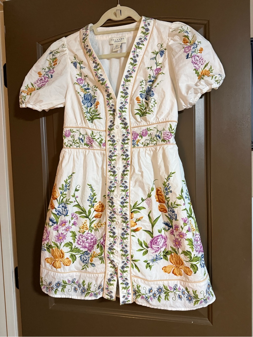 Calypso St. Barth floral white mini dress size small